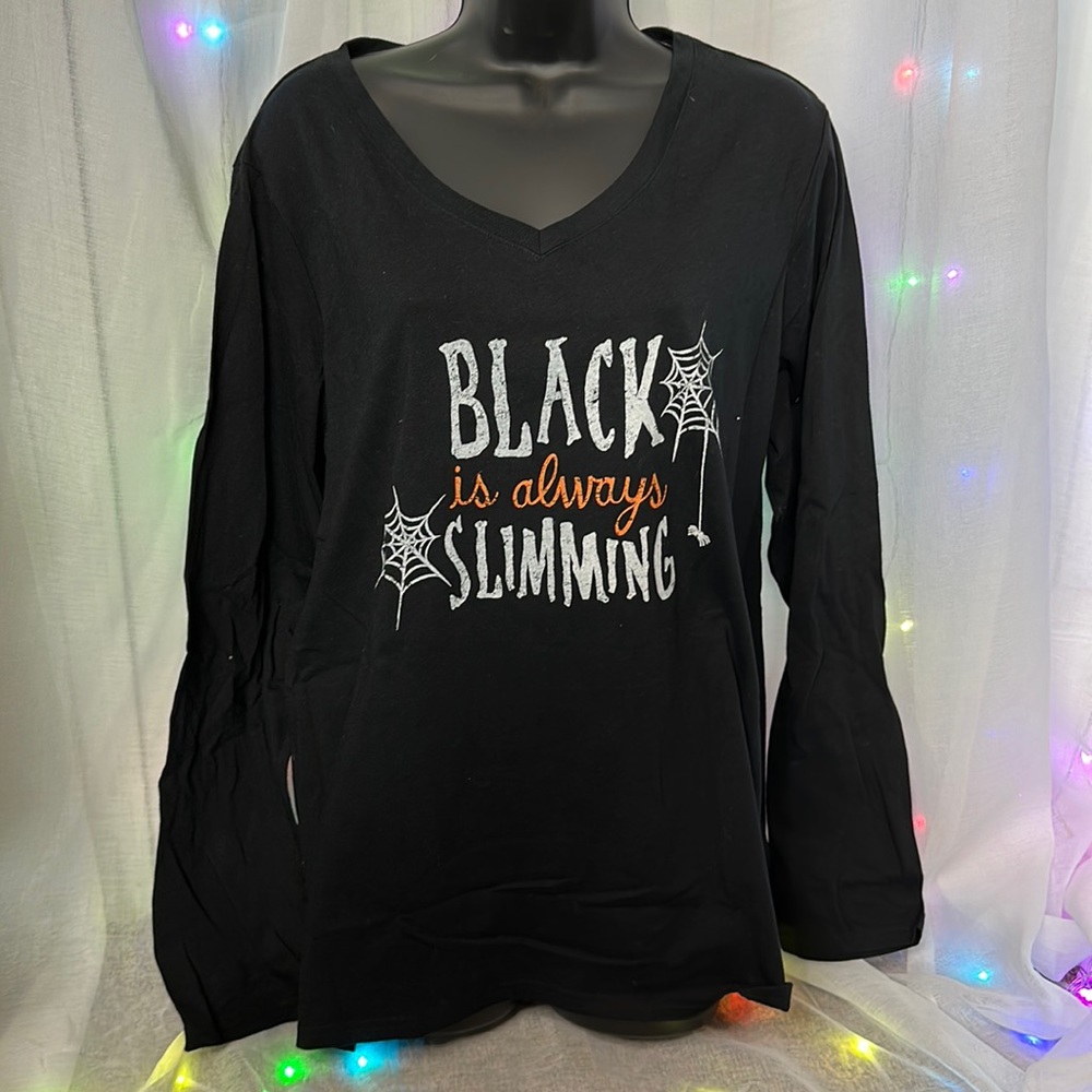 Black is Always Slimming Halloween Tshirt - XXL